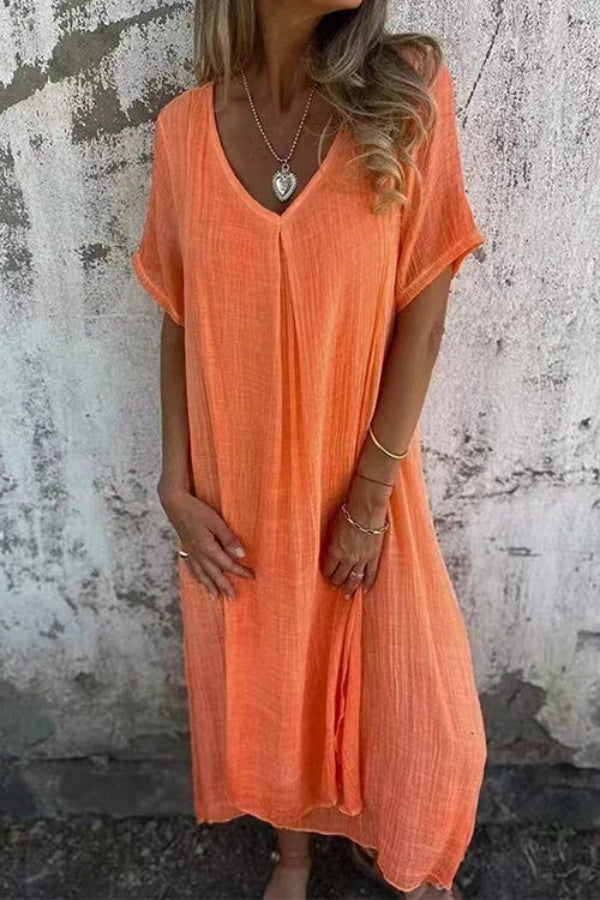CD | V-neck vrac se potrivesc bumbac in rochie midi