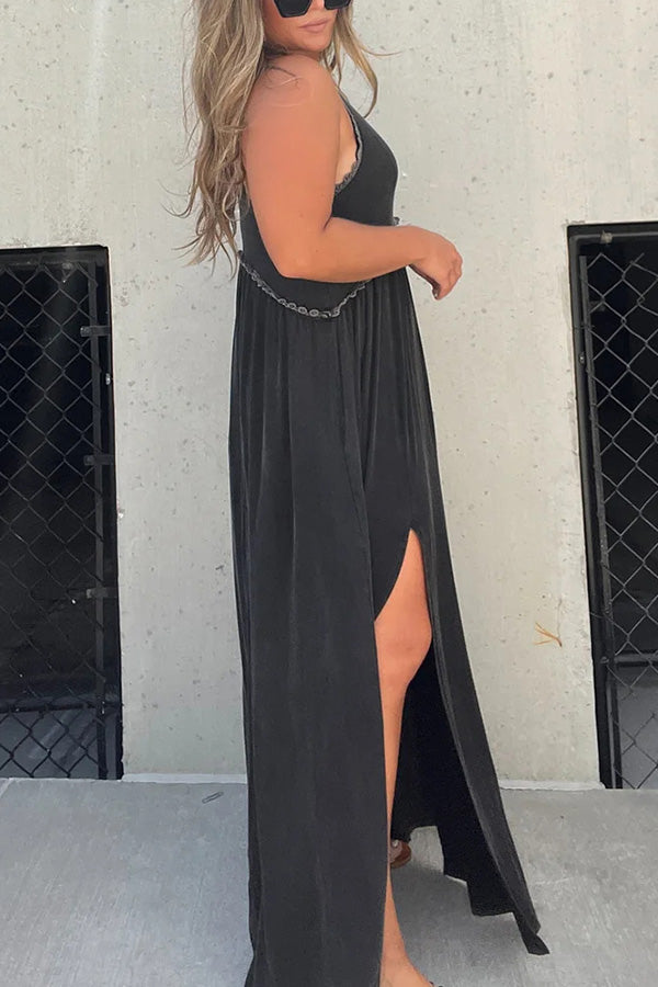 CD | Slit Casual simplu vrac Maxi rochie lungă