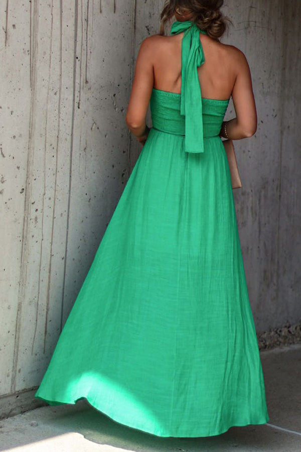 CD | Elmhurst Rochie maxi verde cu bretele plisate