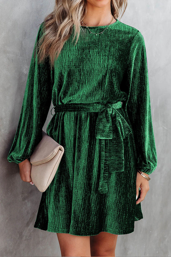 CD | Rochie mini din catifea cu mâneci lungi