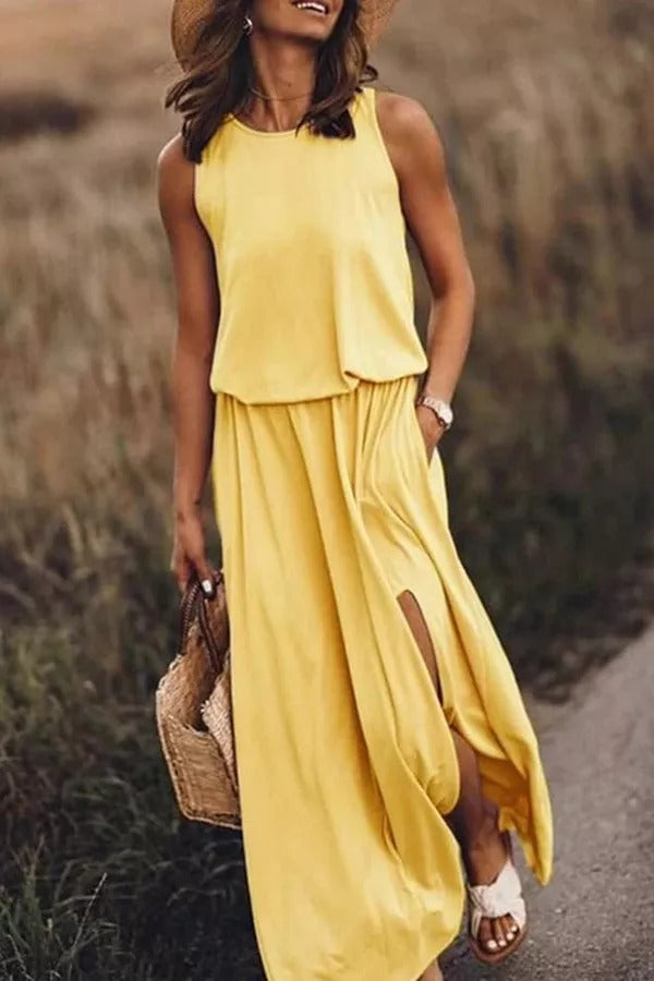 CD | Giselle Rochie maxi cu croială lejeră și crăpătură