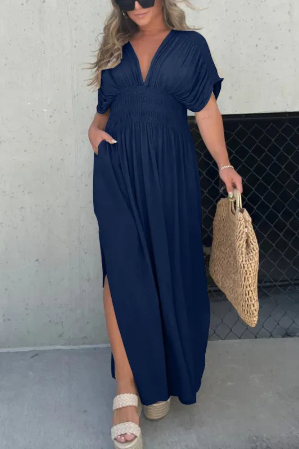 CD | SLIT V-NECK EFFORTLESS MAXI ROCHIE LUNGĂ (CUMPĂRARE 2 TRANSPORT GRATUIT)