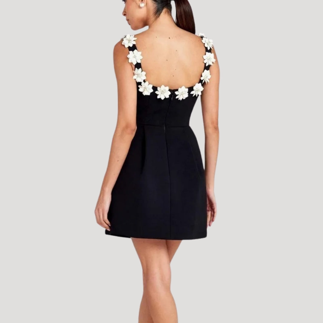 CD | Doamnelor florale applique a-line mini rochie de petrecere