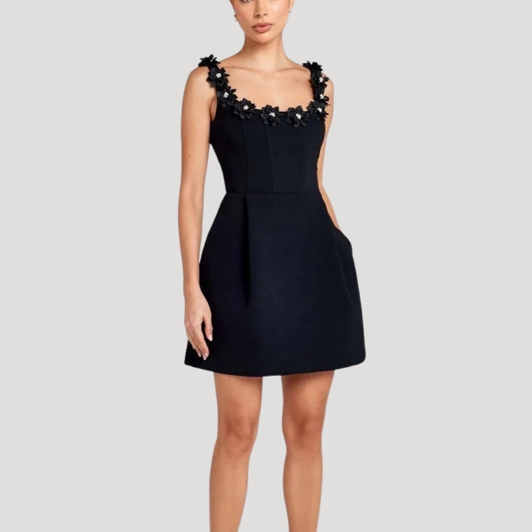 CD | Doamnelor florale applique a-line mini rochie de petrecere