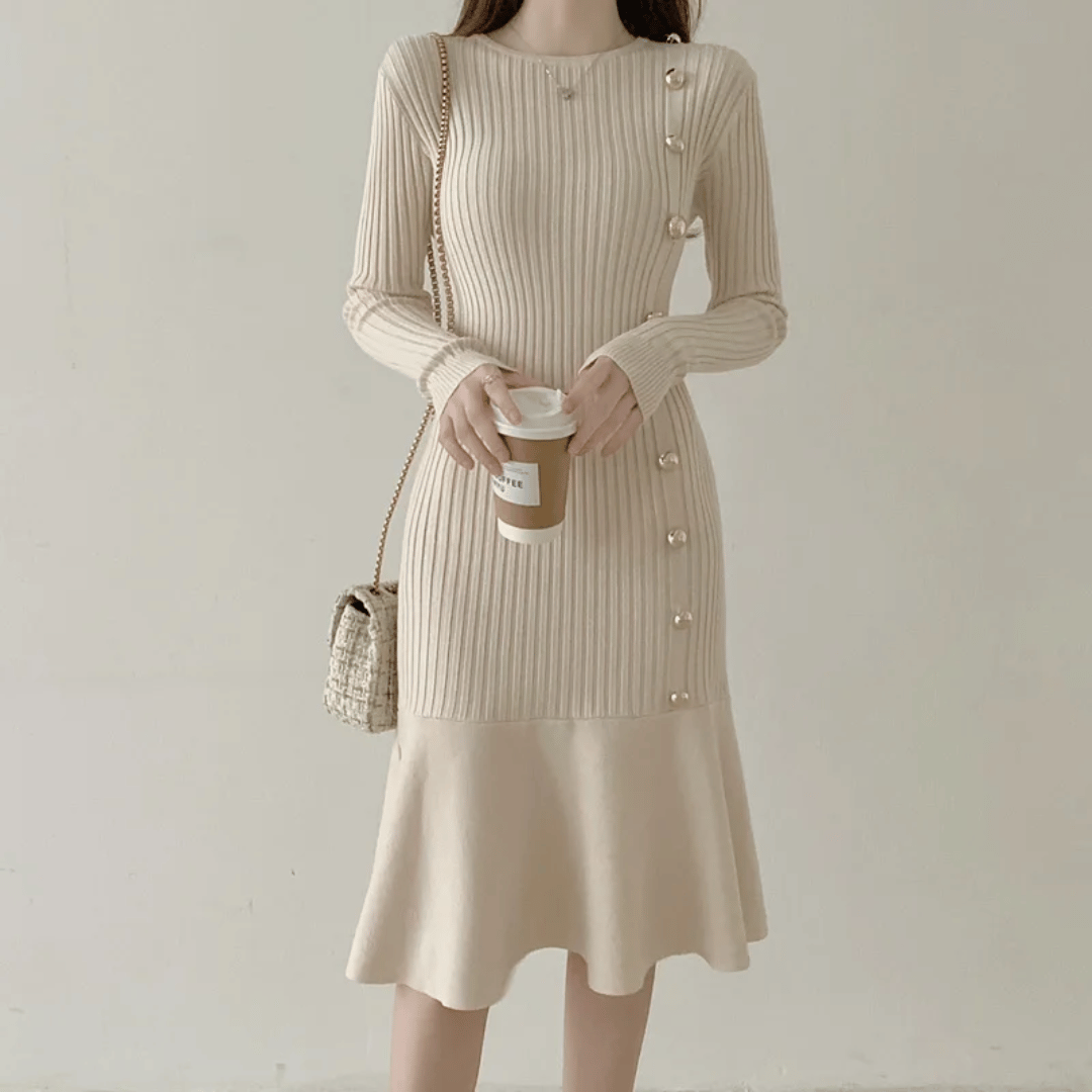 CD | rochie midi elegantă cu nervuri pentru femei