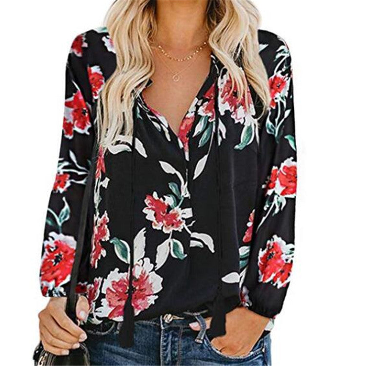 CD | Femei Boho Baggy Floral Long Sleeve Blouse