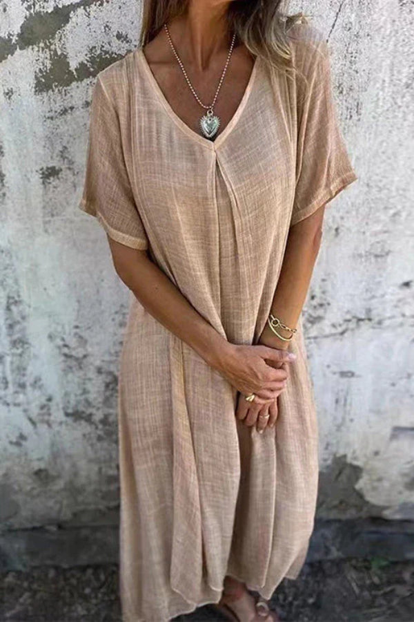CD | V-neck vrac se potrivesc bumbac in rochie midi