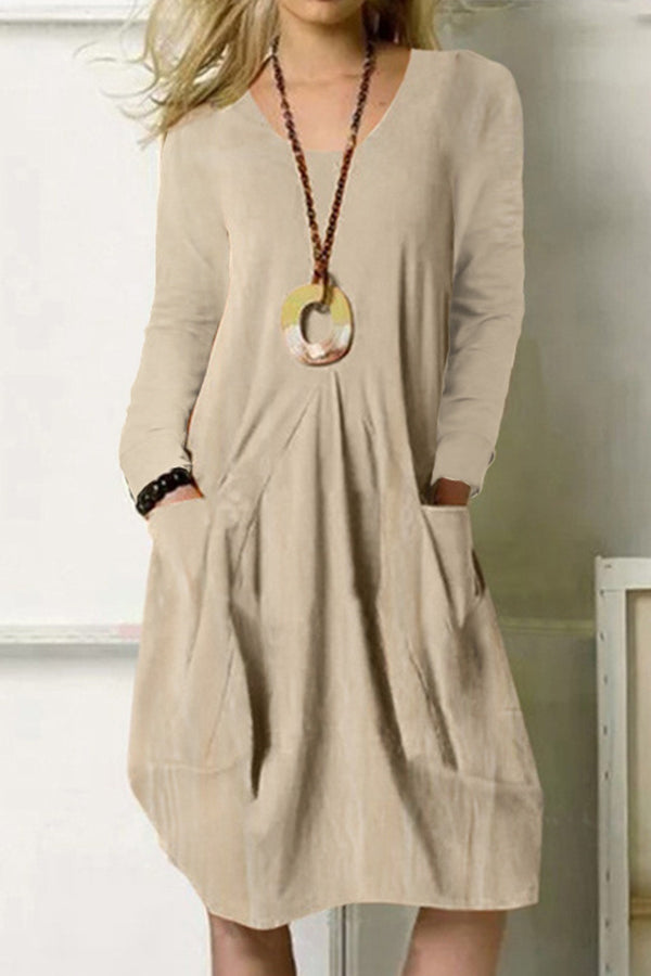 CD | Loose Casual rochie lungă Unicolor buzunar rochie
