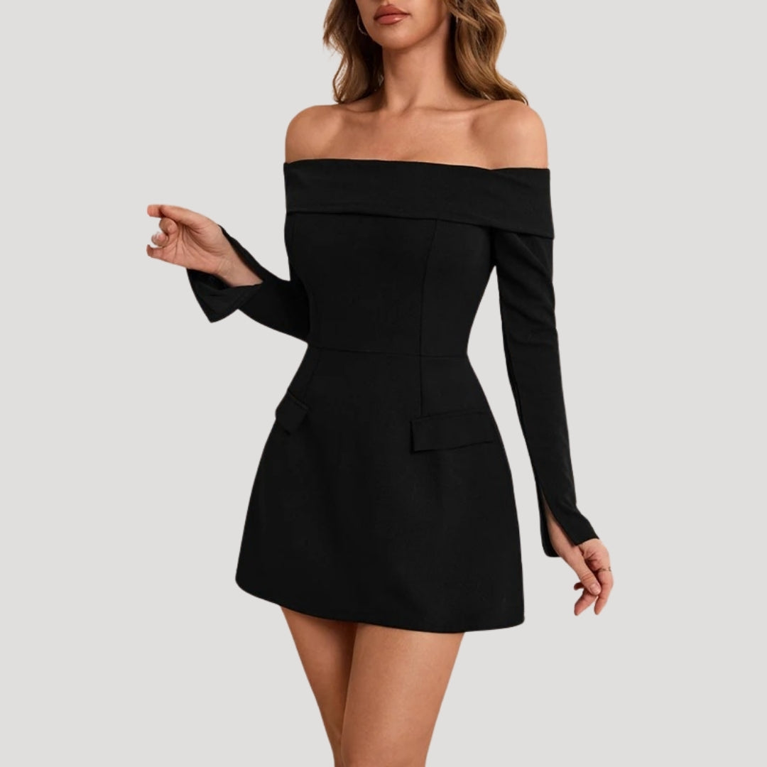 CD | Ladies rochie mini neagră fără umeri