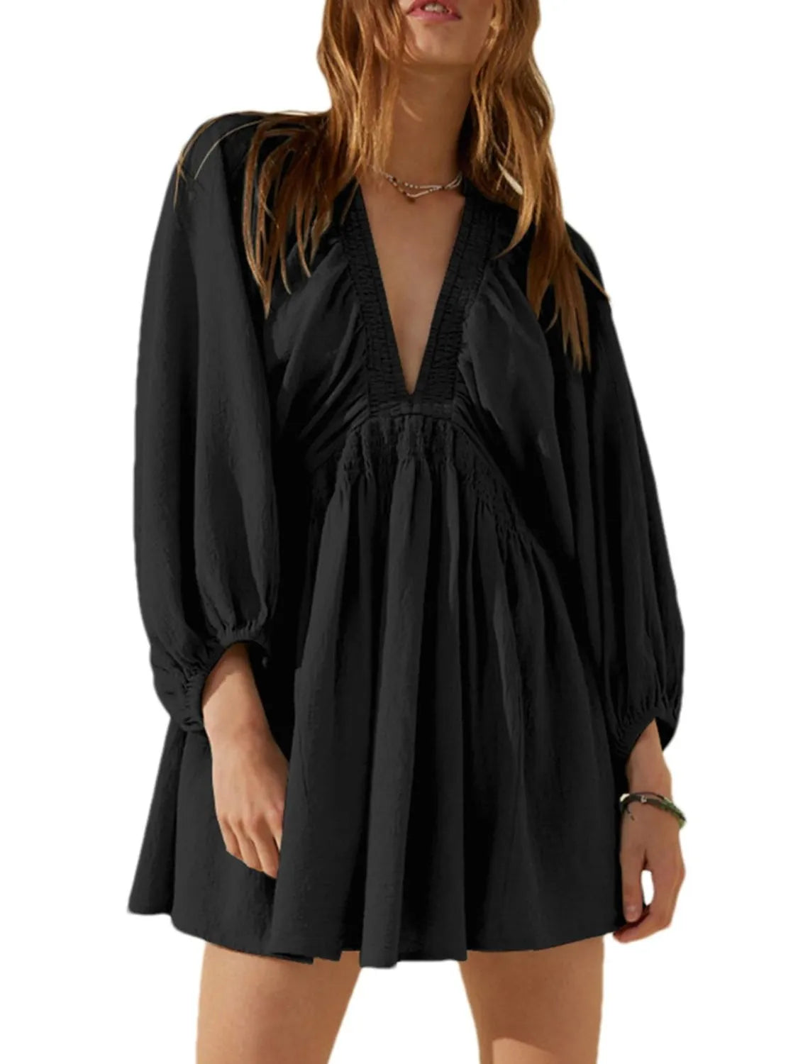 CD | Rochie mini texturată cu decolteu în V