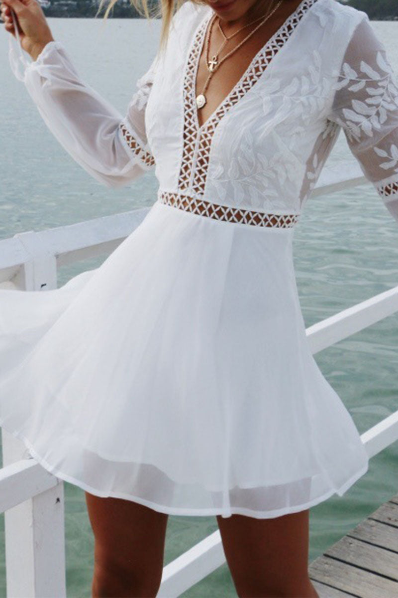 CD | Rochie mini din sifon și dantelă
