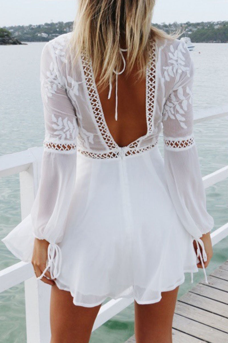 CD | Rochie mini din sifon și dantelă