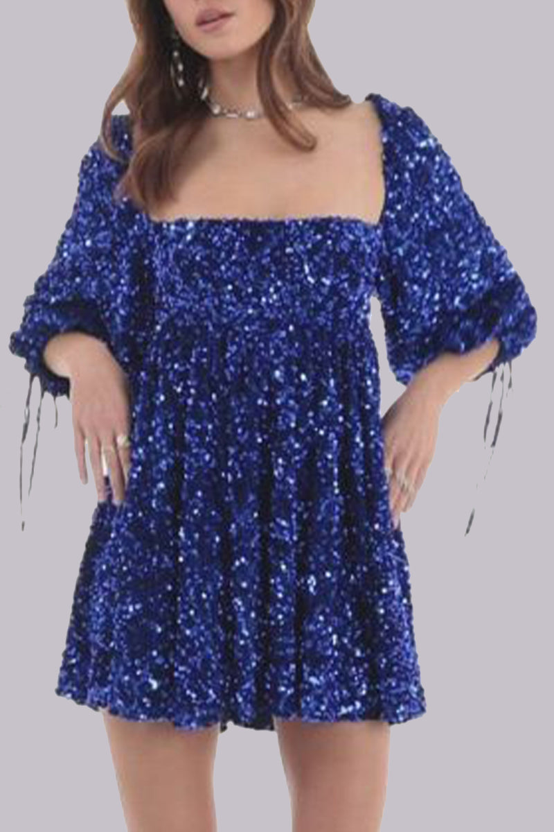 CD | Mini rochie paiete cu mâneci bufante
