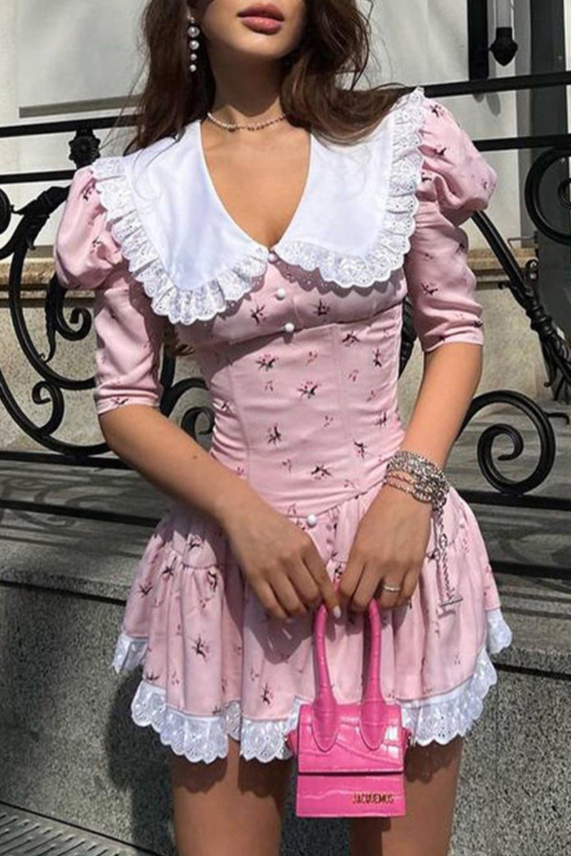 CD | Mini rochie cu guler Claudine în aspect retro