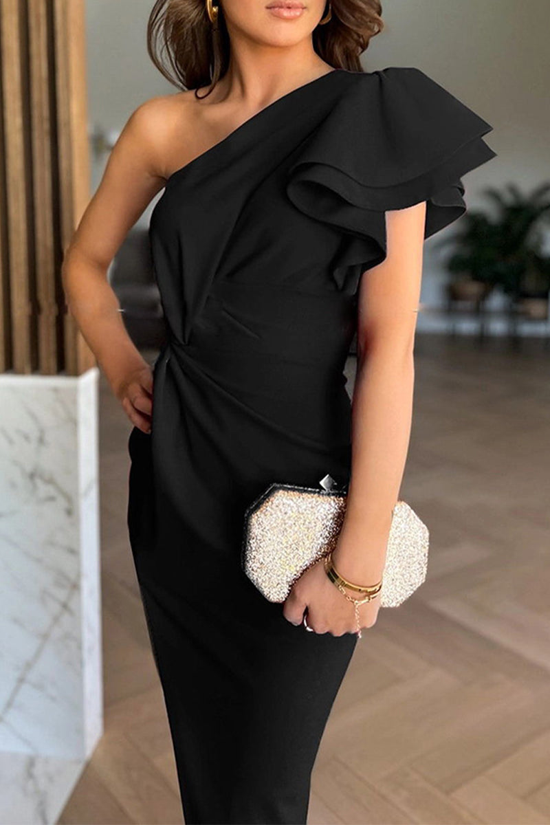 CD | Sexy Ruffle Slit Ruffled Off Shoulder Irregular Dresses (6 culori)