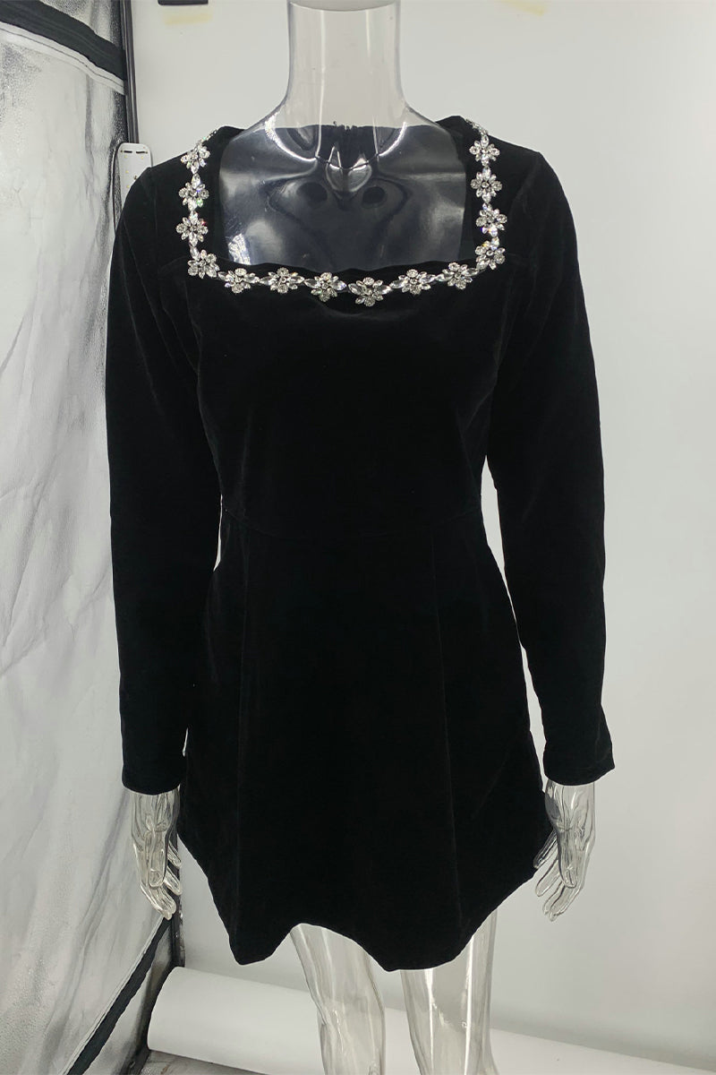 CD | Rochie mini din catifea cu model floral