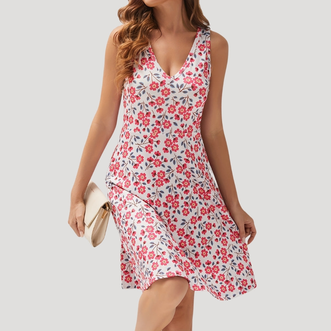 CD | Femei florale fără mâneci mini rochie de vară