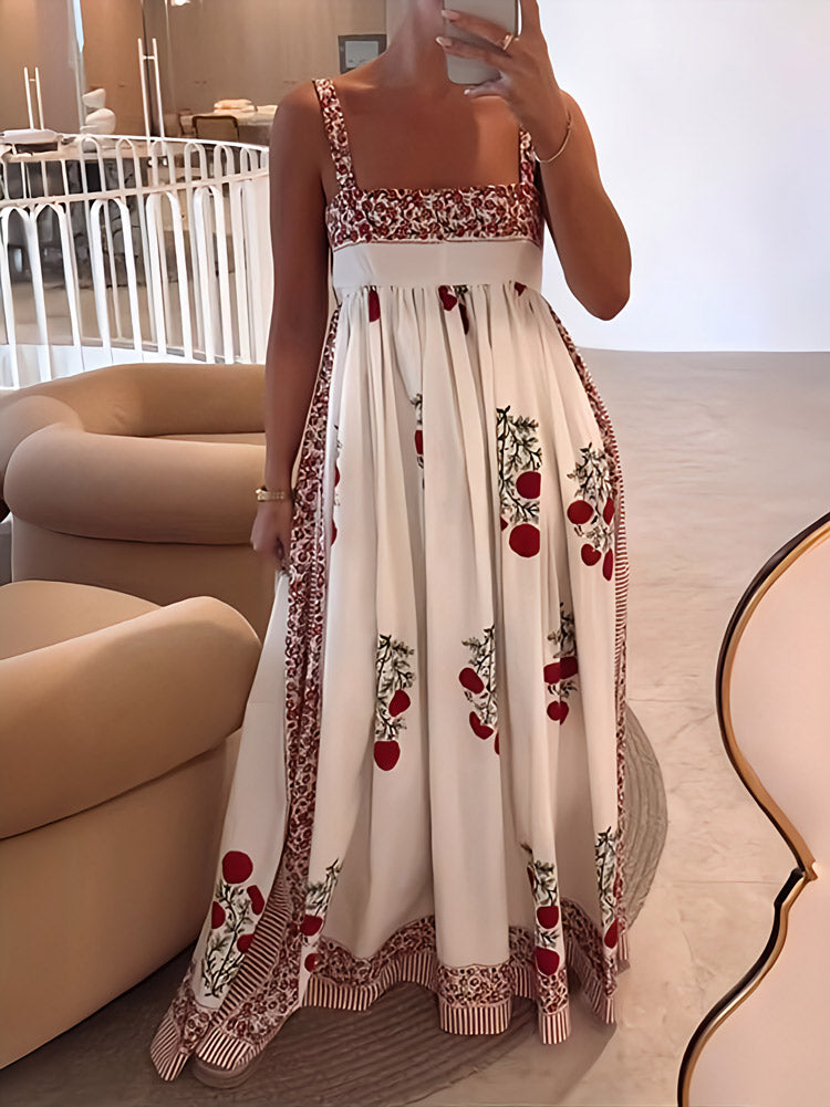 CD | Rochie maxi cu decolteu pătrat și imprimeu floral