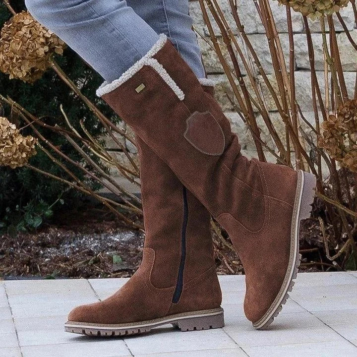 CD | Fashion Flat genunchi-înălțime cizme de zăpadă cu fermoar