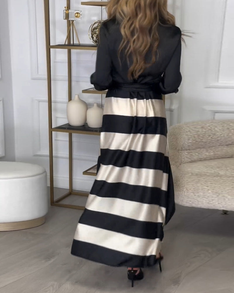 CD | Rochie maxi elegantă cu dungi