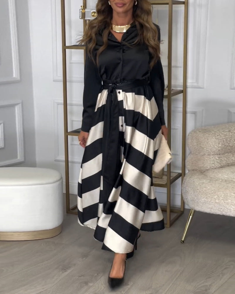 CD | Rochie maxi elegantă cu dungi