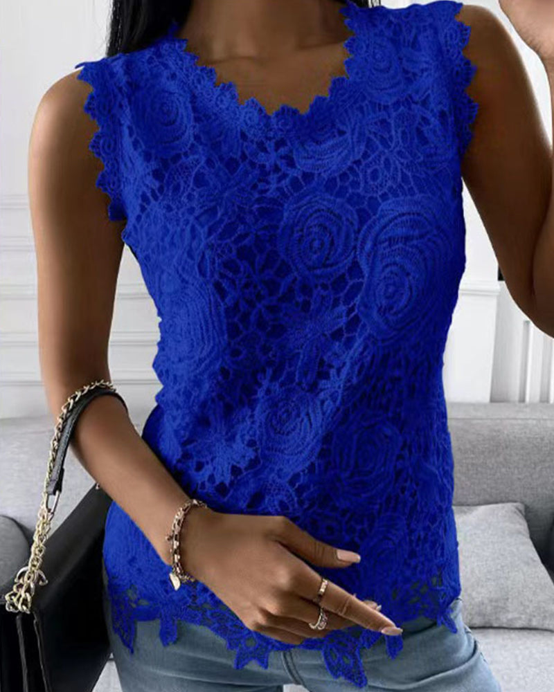 CD | Tank top elegant, simplu, cu dantelă
