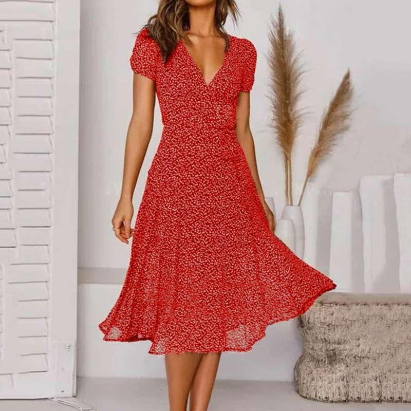 CD | Rochie midi cu decolteu în V