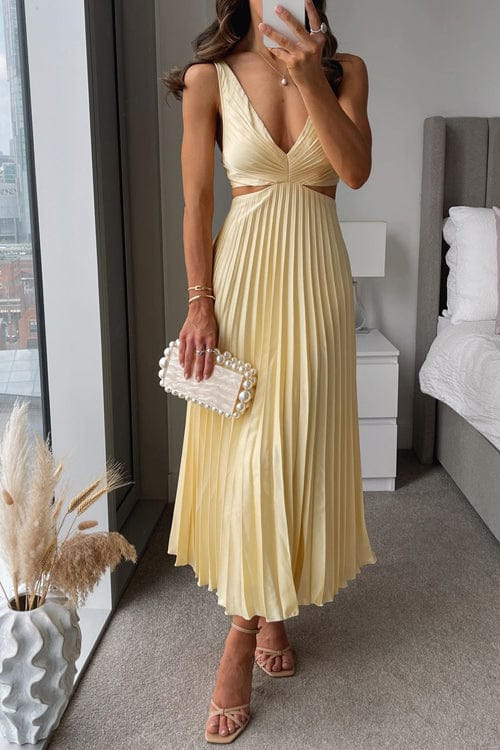 CD | Rochie midi elegantă din satin plisat