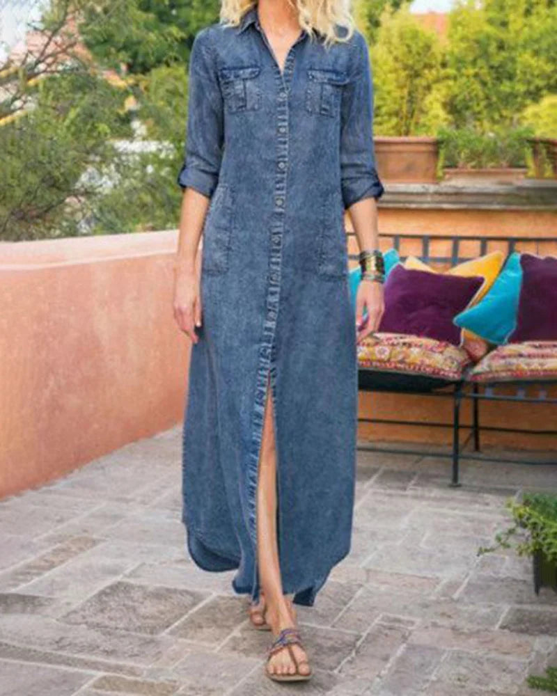 CD | rochie maxi versatilă cu mâneci lungi pentru ocazii casual și elegante
