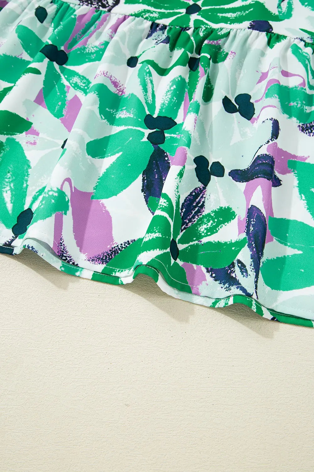 CD | Floral Print Gathered pătrat decolteu Loose-fit rochie mini