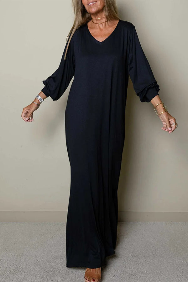 CD | Ladies Rochie maxi casual cu decolteu în V