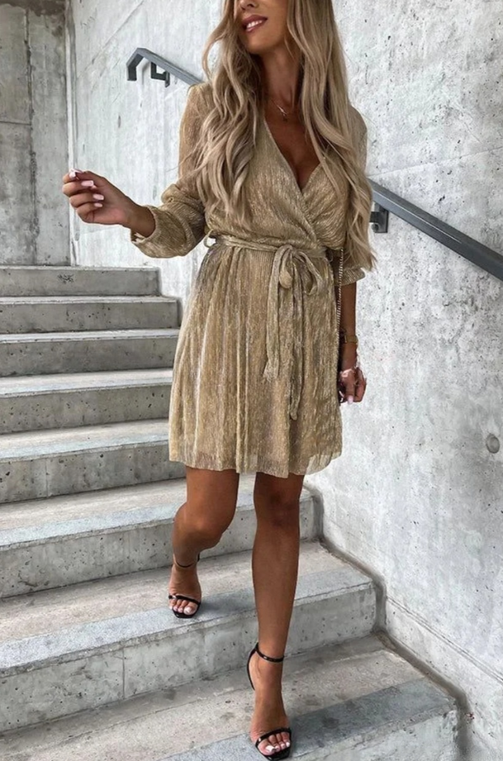 CD | Night of Luxury mini rochie de petrecere cu mânecă lungă