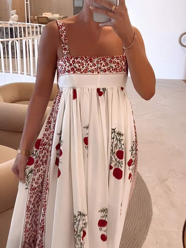 CD | Rochie maxi cu decolteu pătrat și imprimeu floral
