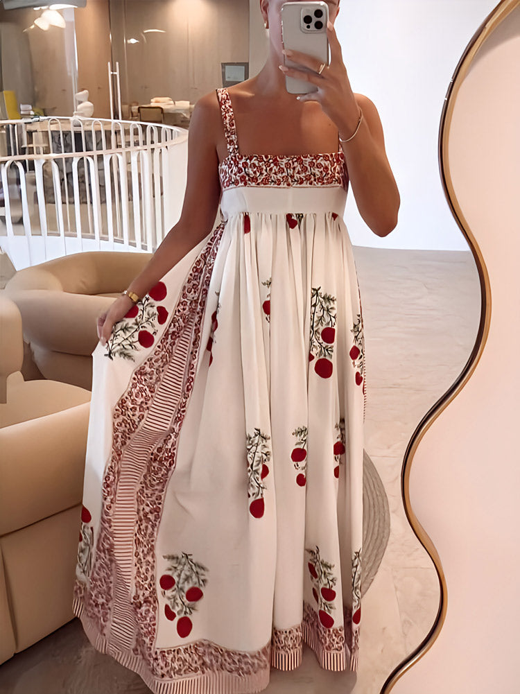 CD | Rochie maxi cu decolteu pătrat și imprimeu floral