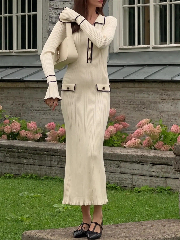 CD | Rochie maxi din tricot cu nervuri