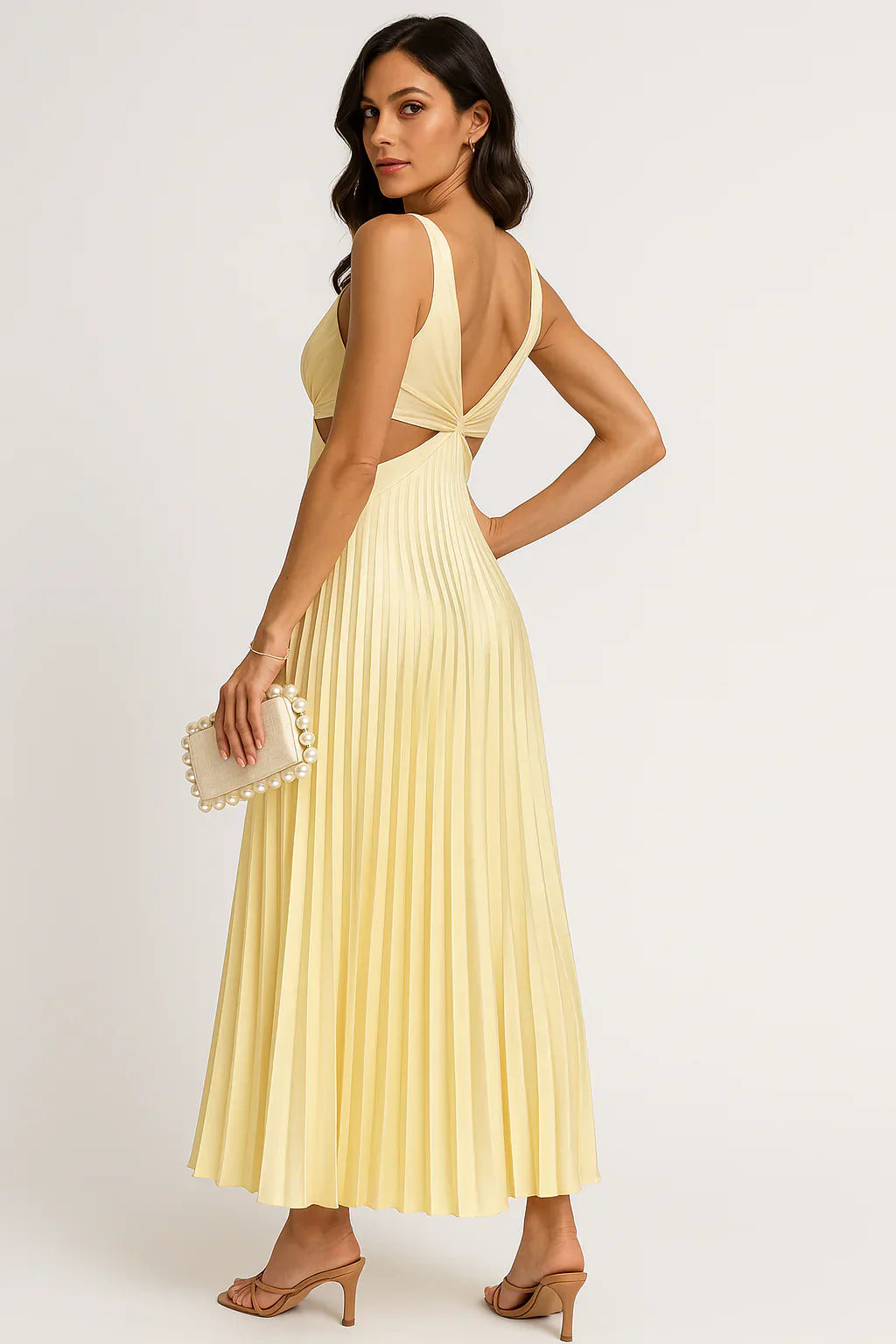 CD | Rochie midi elegantă din satin plisat