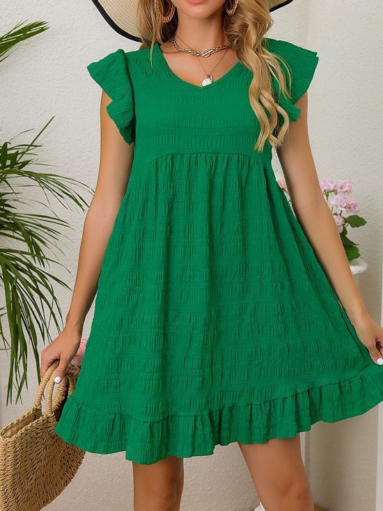 CD | Rochie mini texturată cu volane
