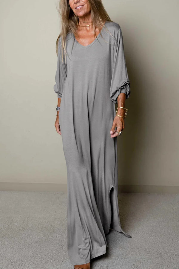 CD | Ladies Rochie maxi casual cu decolteu în V