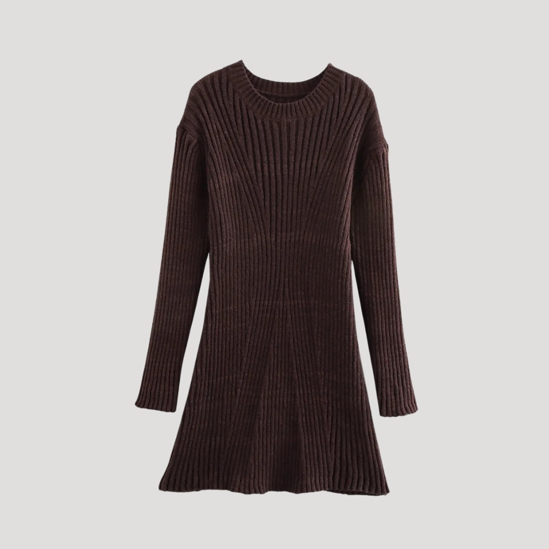 CD | Doamnelor rib tricot cu mânecă lungă jumper mini rochie