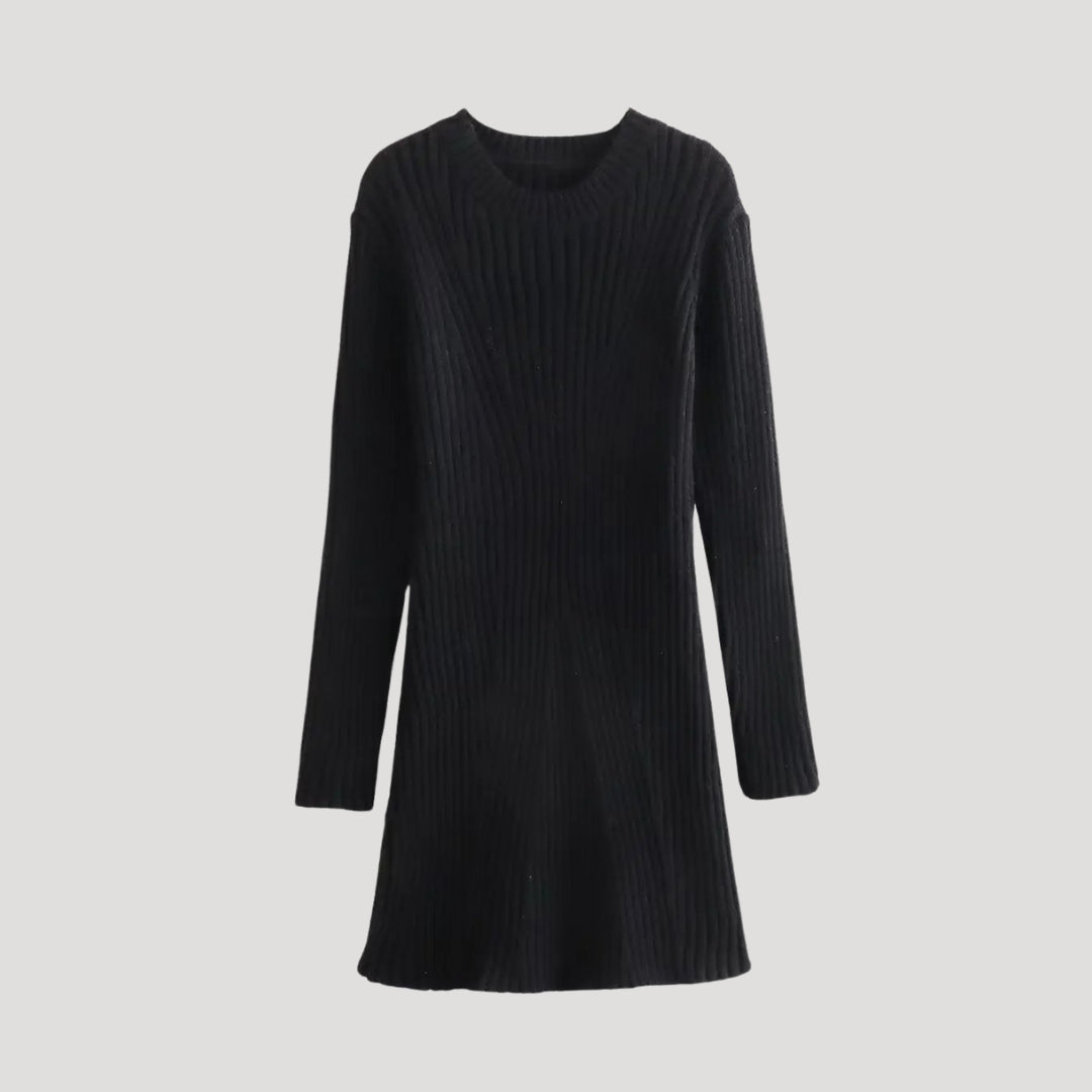 CD | Doamnelor rib tricot cu mânecă lungă jumper mini rochie