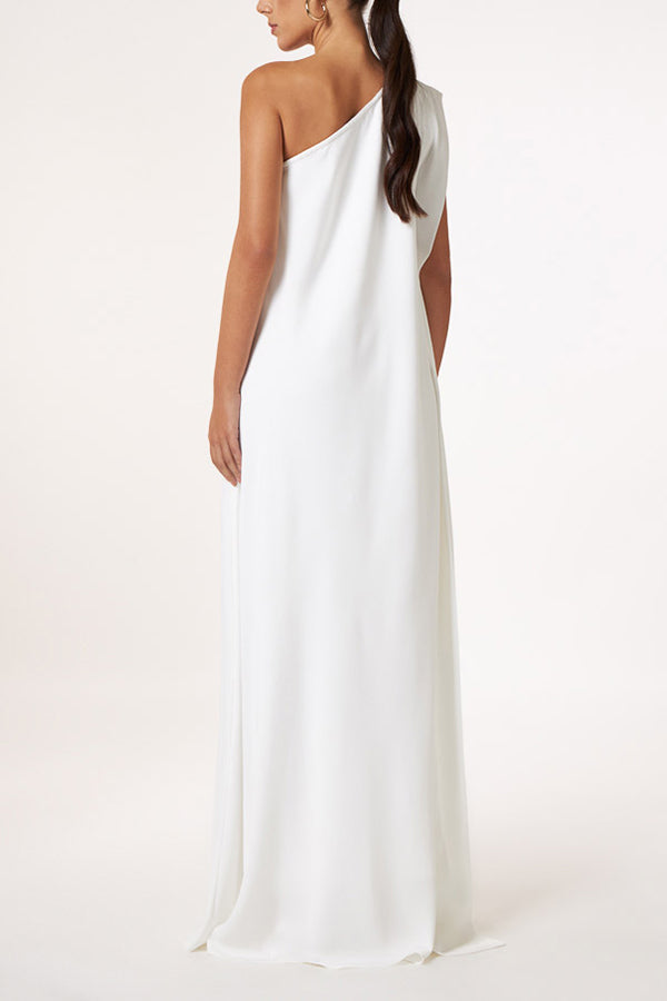 CD | Farmec atemporal un umăr A-line rochie maxi elegant