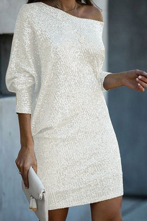 CD | Solid paiete Off-shoulder vrac Mini rochie