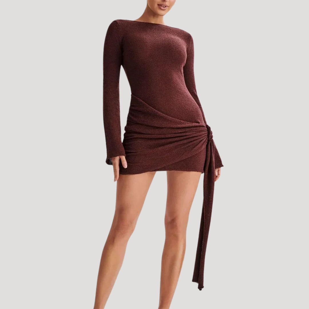 CD | Rochie mini bodycon asimetrică pentru femei cu volane