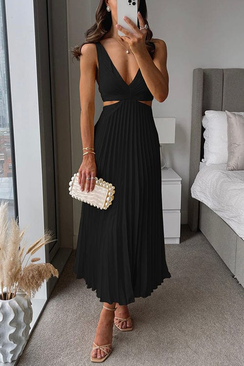 CD | Rochie midi elegantă din satin plisat