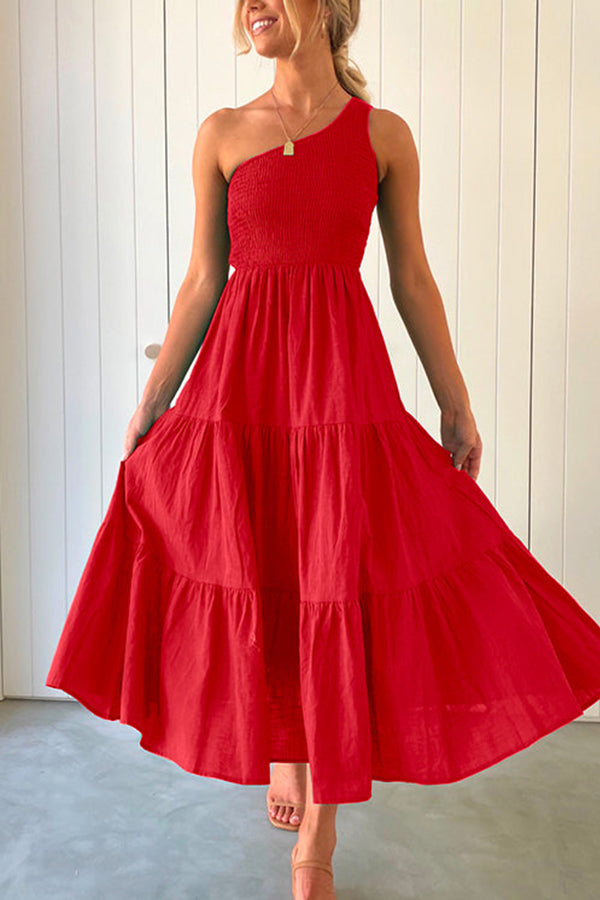 CD | Off-the-shoulder, fără mâneci, rochie maxi cu volane cu volane
