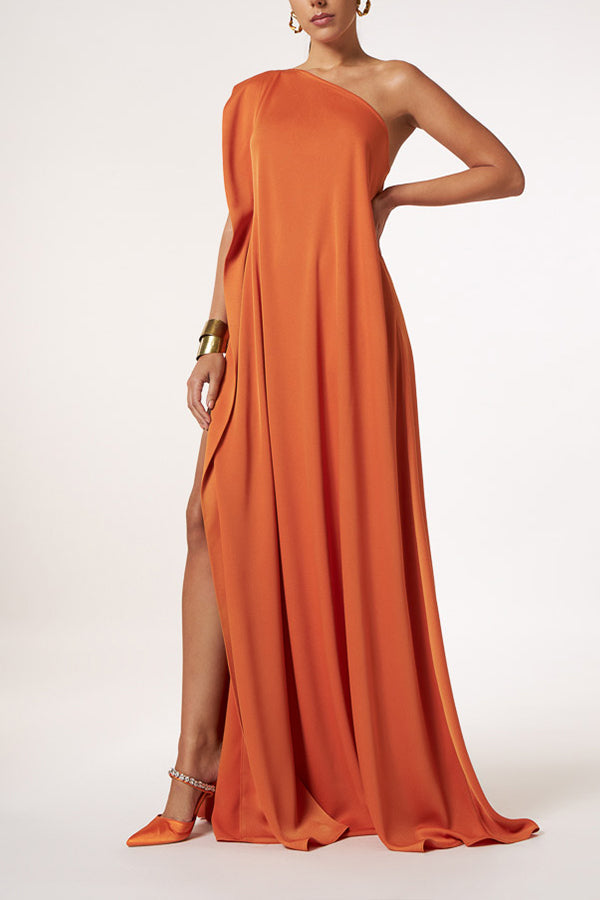 CD | Farmec atemporal un umăr A-line rochie maxi elegant