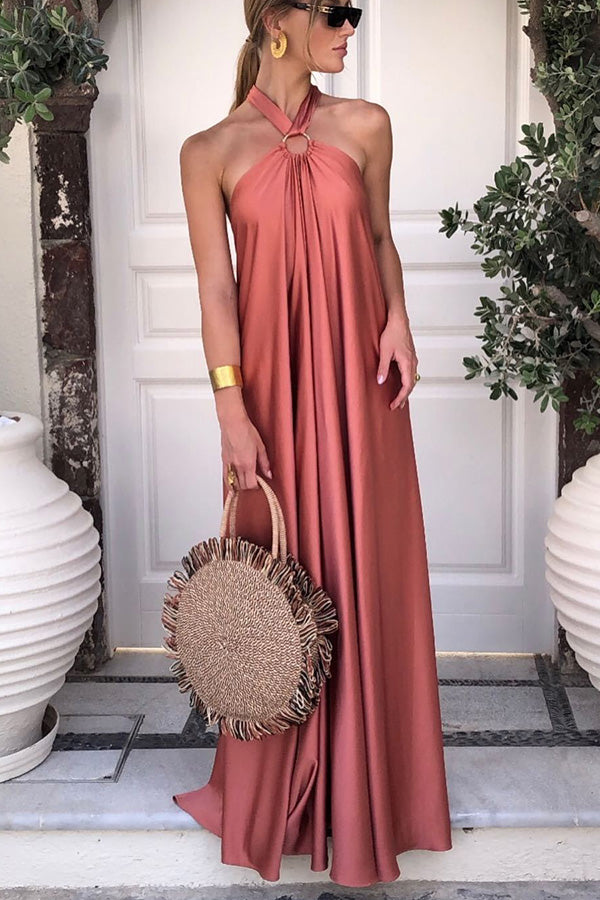 CD | Elegant și fabulos satin halter backless partid / vocație rochie maxi