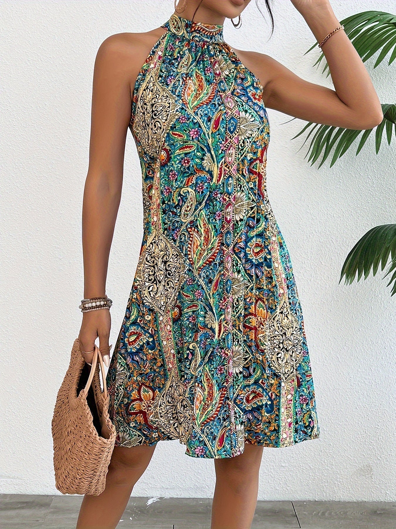 CD | Boho Halter Mini rochie