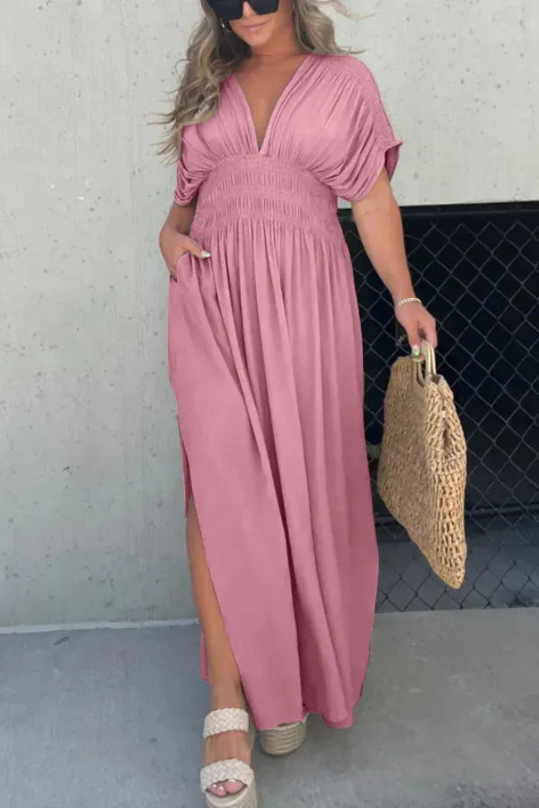 CD | SLIT V-NECK EFFORTLESS MAXI ROCHIE LUNGĂ (CUMPĂRARE 2 TRANSPORT GRATUIT)