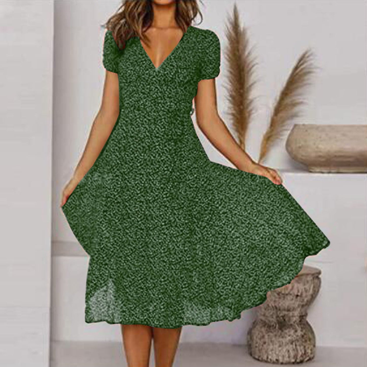 CD | Rochie midi cu decolteu în V